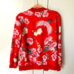 Womens asian style floral bomber